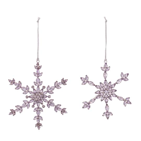Melrose Purple Snowflake Jewel Ornaments Set